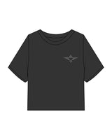 The Heavyweight Crop Tee - Washed Black - FadeFarm - Left Chest & Back Illustration - Printed - Off White