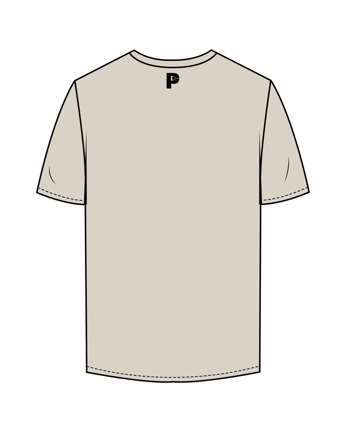 The Mens Tee - Bone - Platform - Center Chest & Back Center Neckline - Black