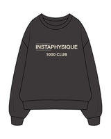 The Mens Crewneck - Washed Black - Instaphysiques - Center Chest Stacked - Printed - Off White