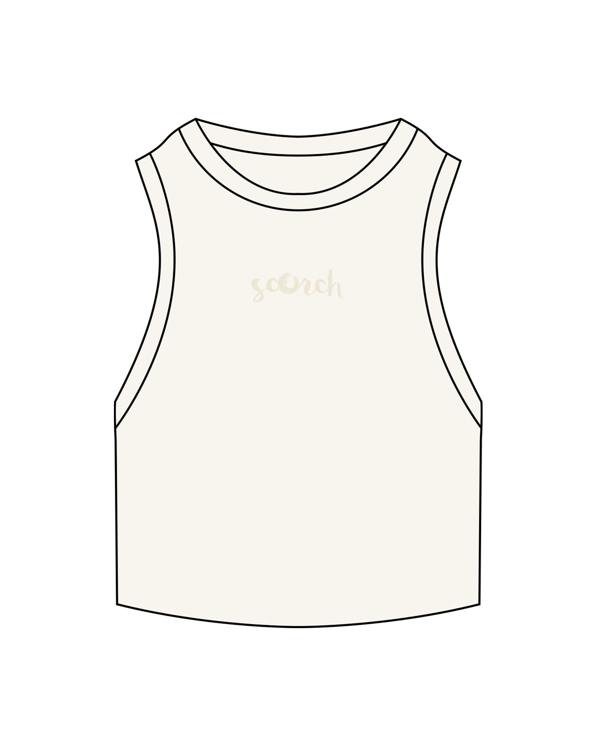 The Ribbed Crop Tank - Off White - Scorch Fitness - Center Chest - Embroidered - Tone on Tone