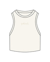 The Ribbed Crop Tank - Off White - Scorch Fitness - Center Chest - Embroidered - Tone on Tone