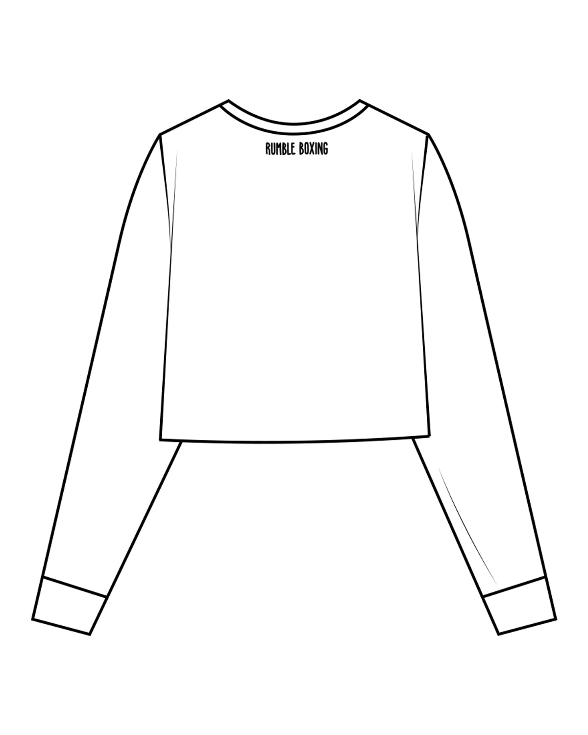 The Crop Long Sleeve - White - Rumble - Left Chest & Back Center - Black