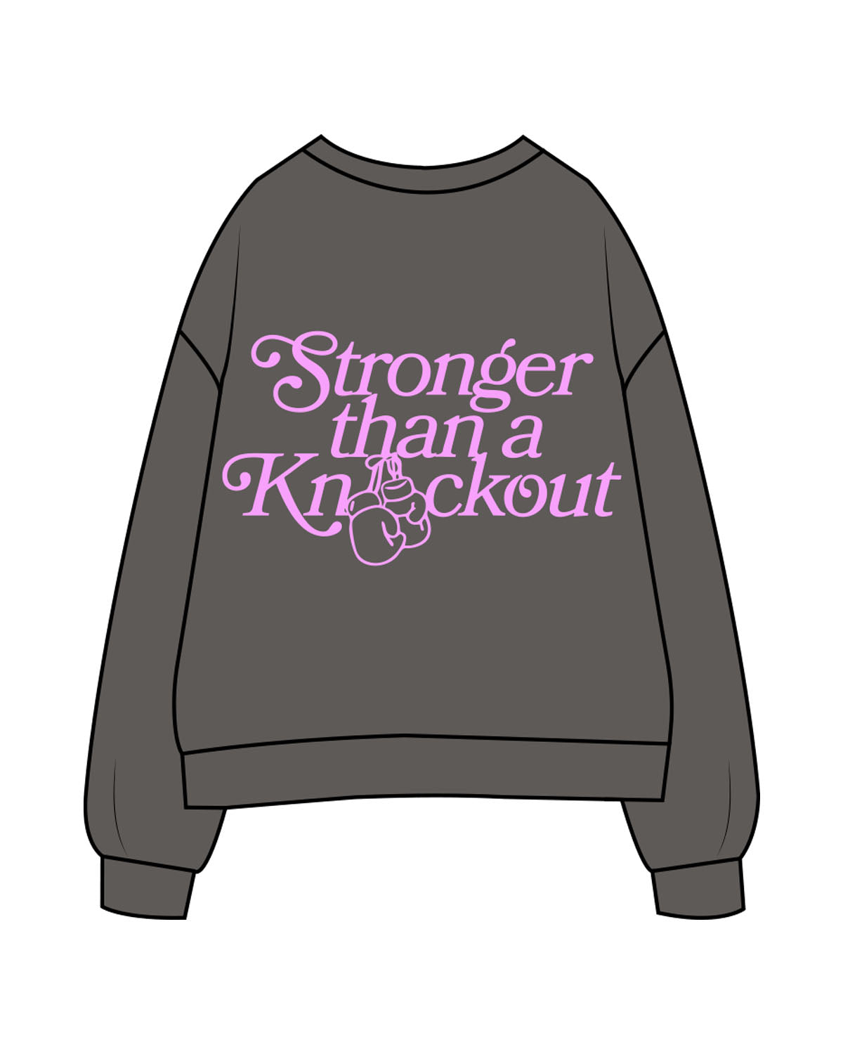 The Midweight Unisex Crewneck - Washed Black - Chemo Club - Center Chest & Back Stacked - Printed - Neon Purple