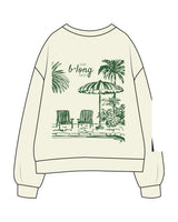 The Womens Crewneck - Butter - B Long Pilates - Left Sleeve - Embroidered - Green - Back Full Center - Printed - Green