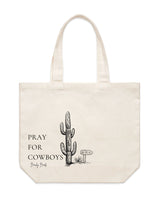 The Tote Bag - Natural - Beachy Beads - Pray For Cowboys - Center Stacked - Black