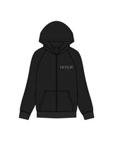 The Womens Zip Hoodie - Black - Honor Pilates - Left Chest & Back Center - Bone