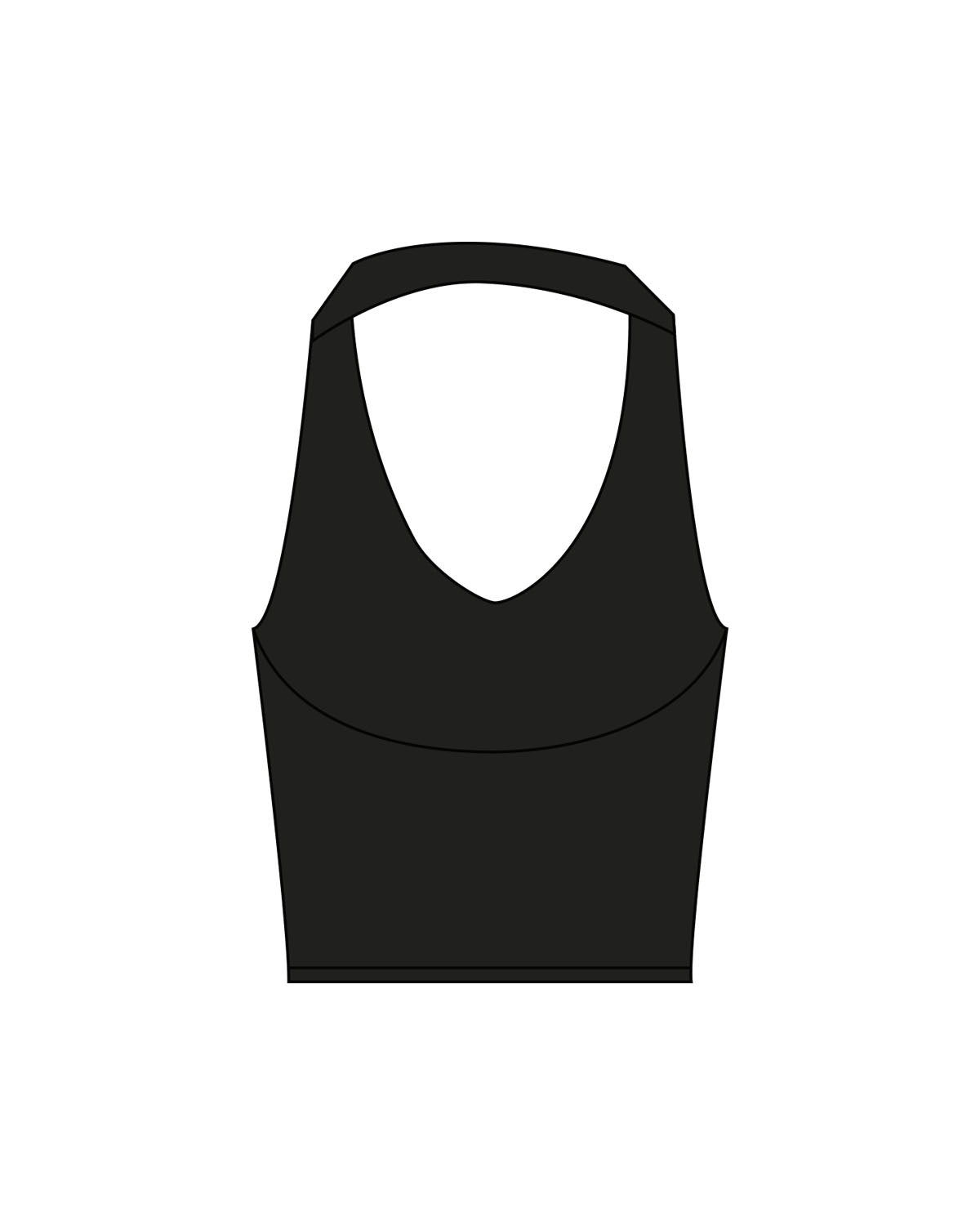 The Halter Tank - Black - Studio 11 - Left Chest - Printed - White
