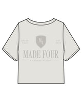The Heavyweight Crop Tee - Washed Bone - M4Lagree- Center Chest "M4" & Back Stacked "M4" - Tone on Tone