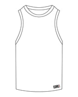 The Ribbed Full Length Tank - White - Core CLE - Left Bottom Corner - Embroidered - Full Color