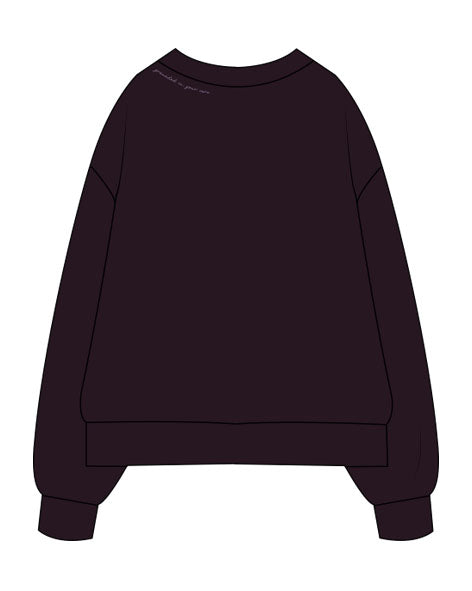The Womens Heavyweight Crewneck - Plum - Core Crown Point - Front Left Neckline - Right Wrist - Back Right Neckline  - Printed - Light Plum