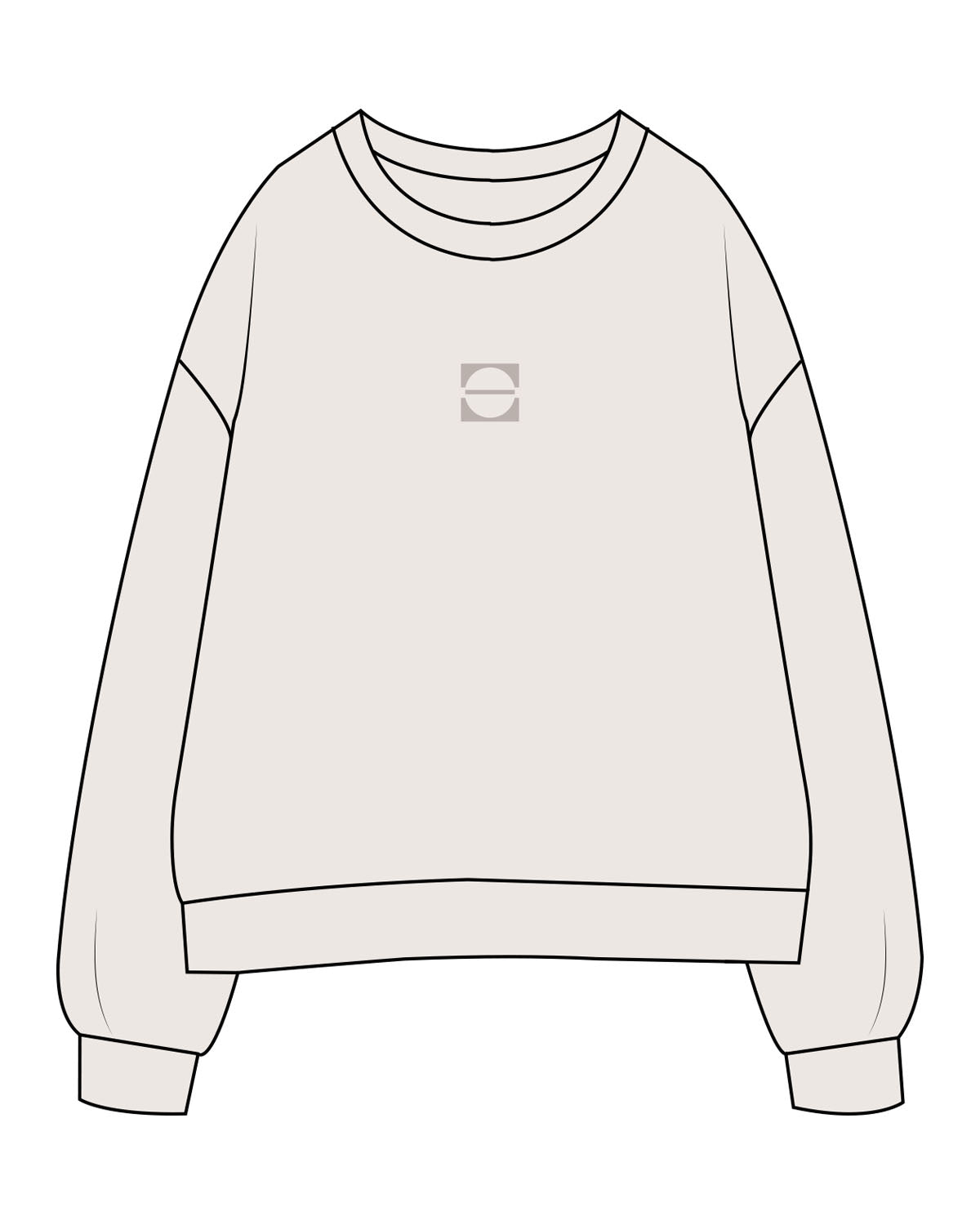The Womens Crewneck - Bone - Studio47 Pilates - Center Chest - Embroidered - Warm Stone