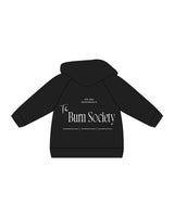 The Kids Hoodie - Black - The Burn Society - Left Chest - Fire - Back Sacked - 3 Layers - White