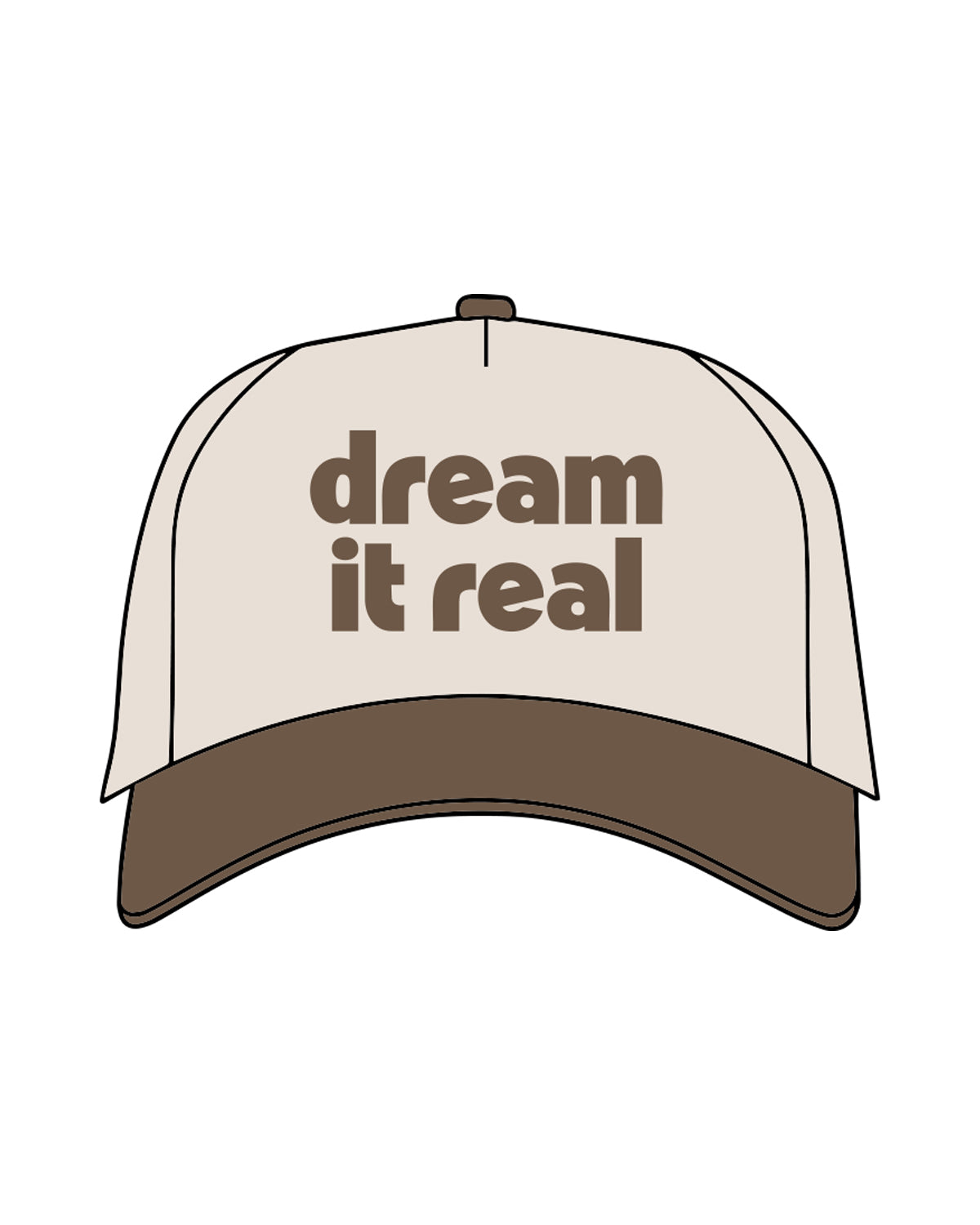 The Canvas Cap - Natural / Walnut - Heart Vision - Center Crown Stacked & Back Bottom Right - Embroidered - Walnut
