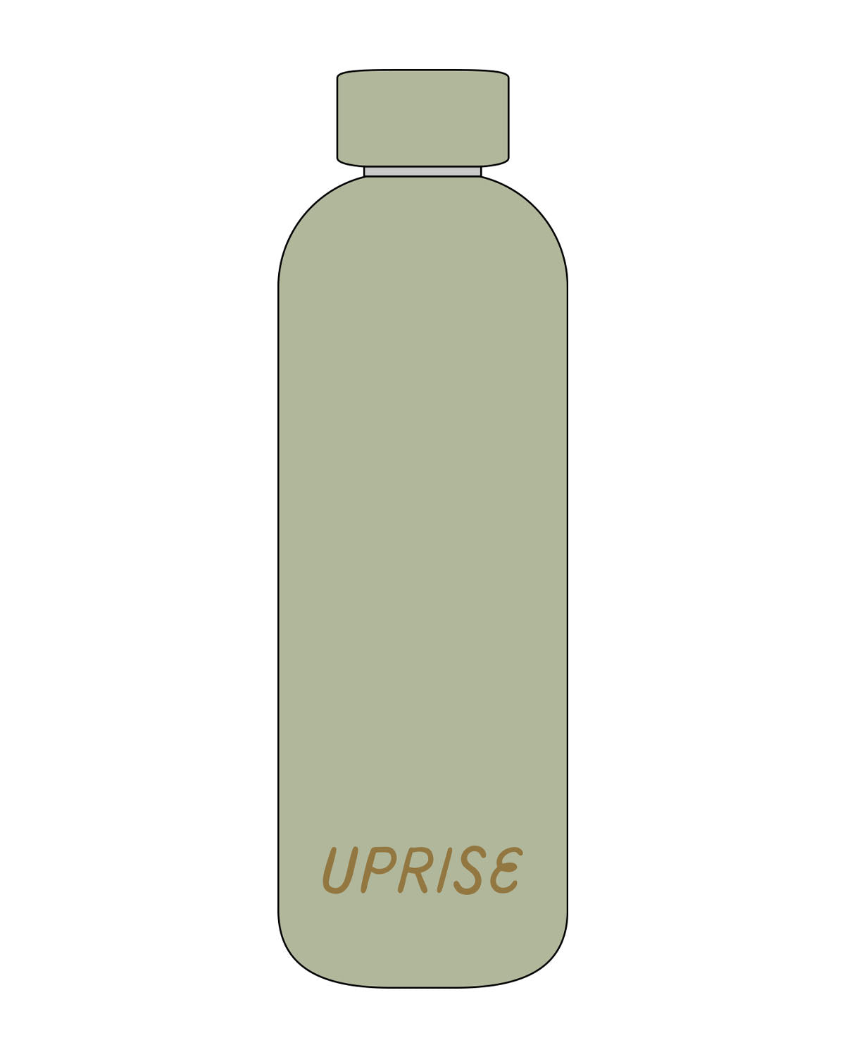 The Water Bottle - Pistachio - Uprise Hot Yoga - Front Bottom - "UPRISE" - Printed - Gold