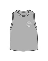The Daily Crop Tank - Heather Gray - Pilates of Plantation - Left Chest - Printed - White