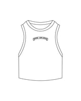 The Ribbed Crop Tank - White - Soul Pilates and Care - Center Chest - Embroidered - Black