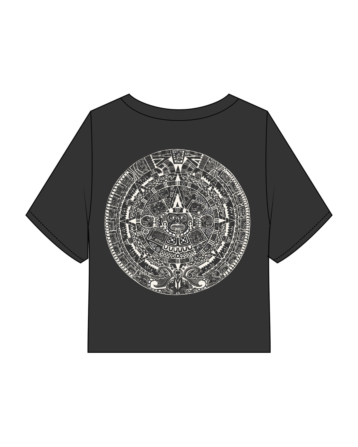 The Heavyweight Crop Tee - Washed Black - FadeFarm - Left Chest & Back Round - Printed - Off White