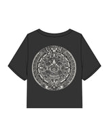 The Heavyweight Crop Tee - Washed Black - FadeFarm - Left Chest & Back Round - Printed - Off White