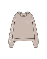 The Womens Crewneck - Bone - Pilates Leucadia - Right Sleeve - Left Chest & Back Center - White
