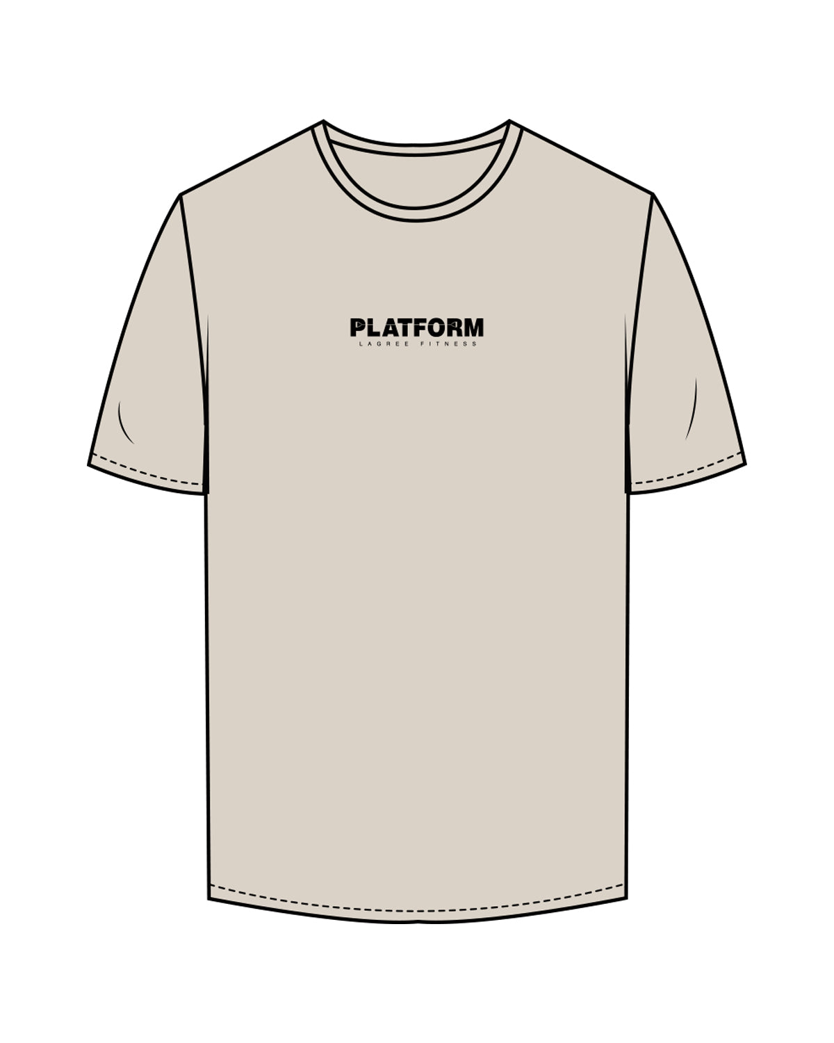 The Mens Tee - Bone - Platform - Center Chest & Back Center Neckline - Black