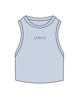 The Ribbed Crop Tank - Powder - Scorch Fitness - Center Chest - Embroidered - Tone on Tone