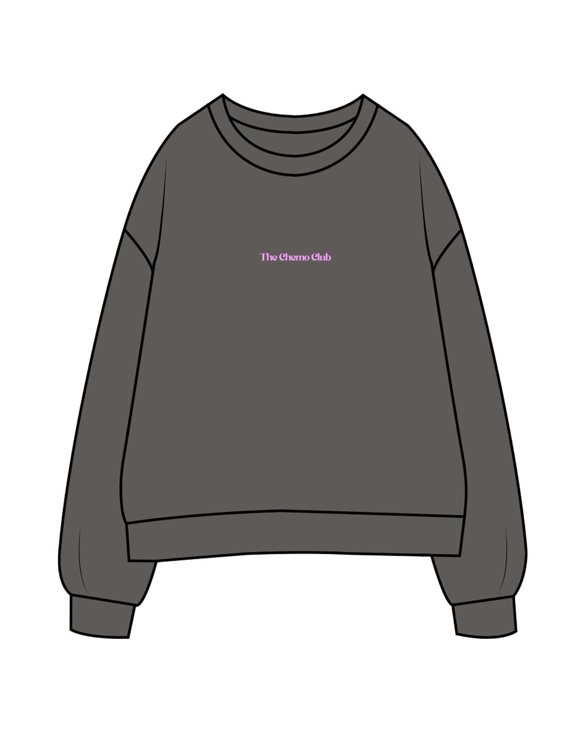 The Midweight Unisex Crewneck - Washed Black - Chemo Club - Center Chest & Back Stacked - Printed - Neon Purple