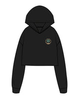 The Crop Terry Hoodie - Black - EVERCORE - Left Chest & Back Center Stacked - Full Color