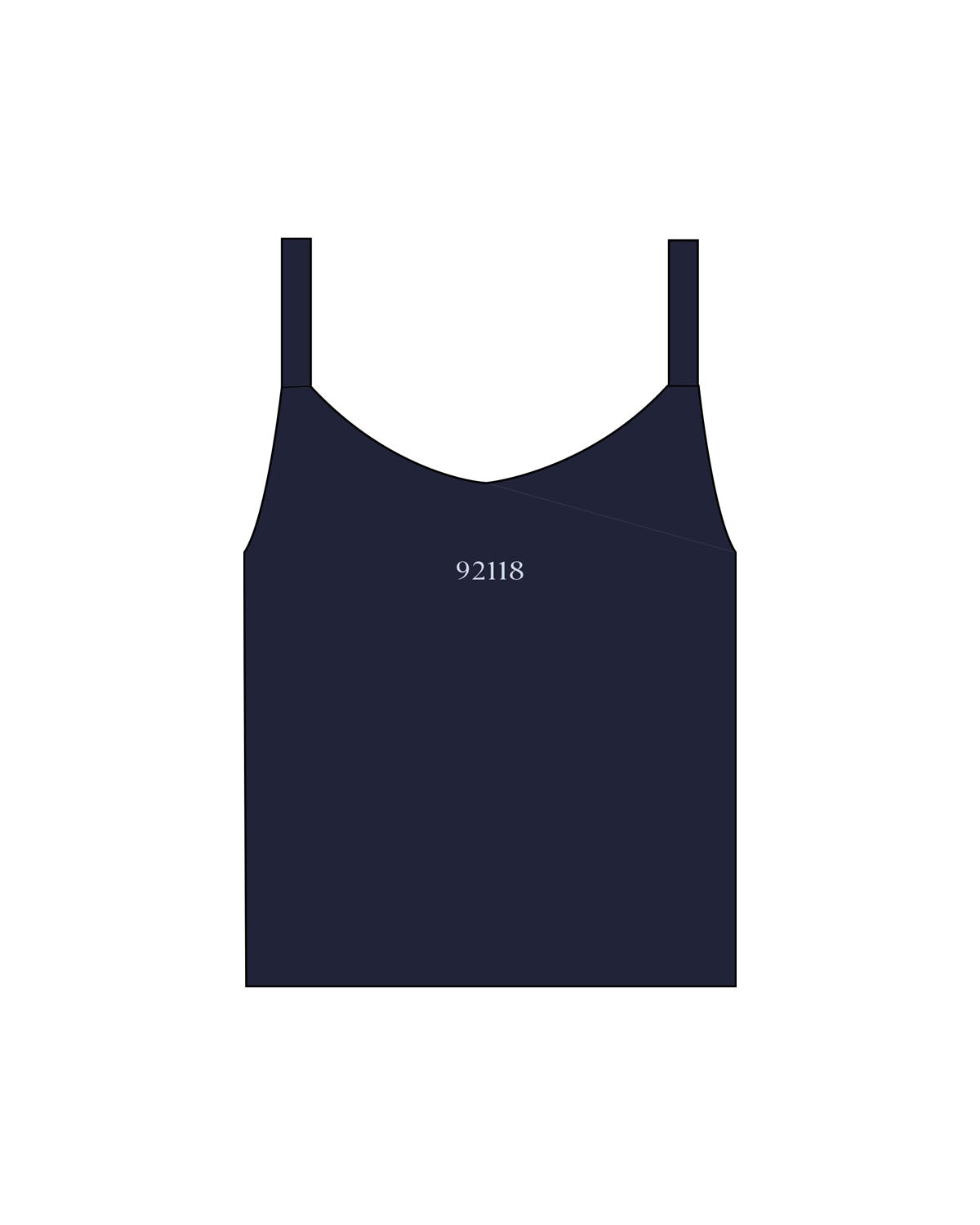 The Micro Rib Strappy Crop Tank - Navy - B Long Pilates - Chest Center - Top Back - Printed - Full Color