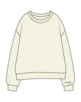 The Womens Crewneck - Butter - B Long Pilates - Left Sleeve - Embroidered - Green - Back Full Center - Printed - Green