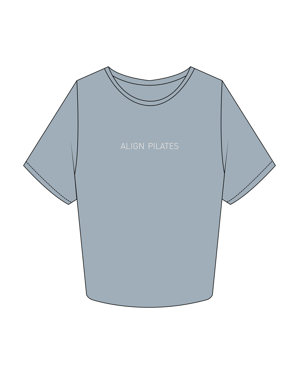 The Crop Tee - Mineral - Align Pilates - Center Chest & Back Neckline - Mineral