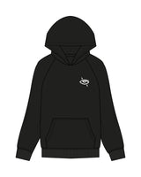 The Womens Hoodie - Black - Higher Ground - Left Chest & Back Stacked - Printed - White