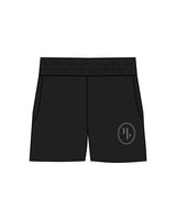 The Womens Sweat Shorts - Black - Honor Pilates - Left Thigh - Bone