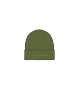 The Beanie - Olive - Half Moon Yoga - Center Brim - Embroidered - Off White