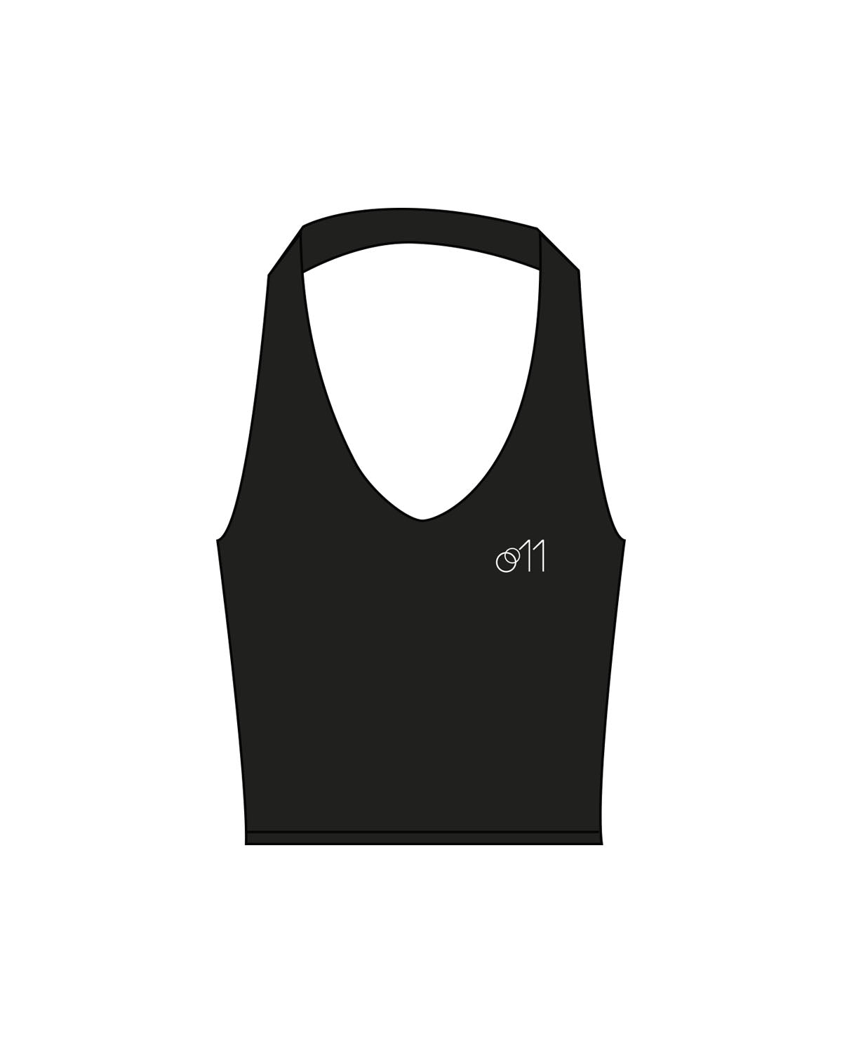The Halter Tank - Black - Studio 11 - Left Chest - Printed - White