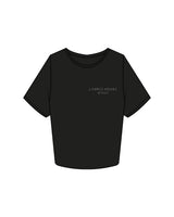 The Crop Tee - Black - Lagree House - Left Chest Stacked & Back Neckline - Staff - White