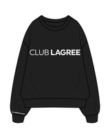 The Womens Crewneck - Black - Club Lagree - Right Wrist - Center Chest & Back Center - White