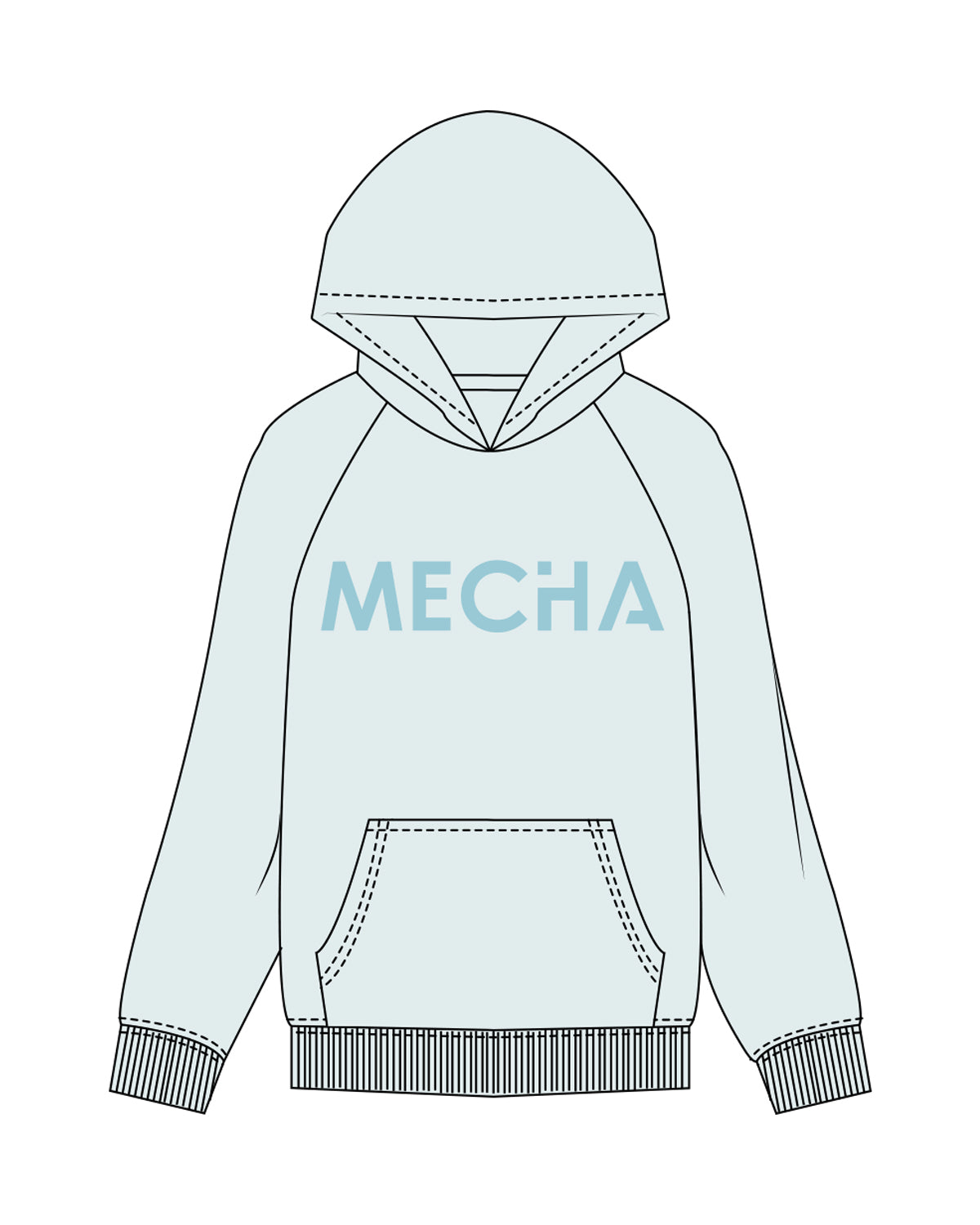 The Mens Hoodie - Seafoam - MECHA - Center Chest - Light Blue