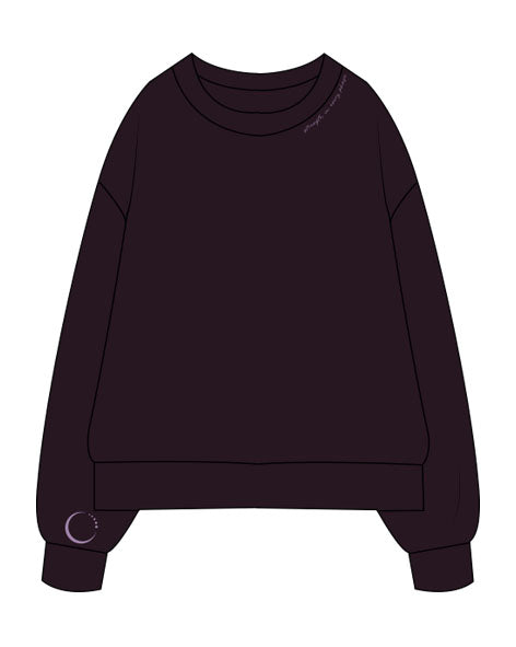 The Womens Heavyweight Crewneck - Plum - Core Crown Point - Front Left Neckline - Right Wrist - Back Right Neckline  - Printed - Light Plum