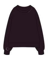 The Womens Heavyweight Crewneck - Plum - Core Crown Point - Front Left Neckline - Right Wrist - Back Right Neckline  - Printed - Light Plum