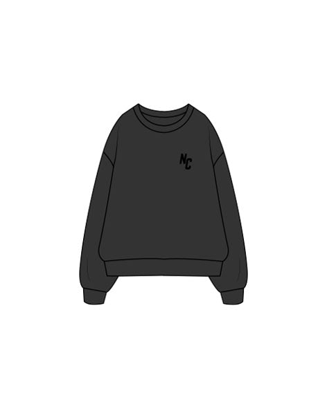 The Womens Crewneck - Washed Black - North County - Left and Center Chest Stacked - Black