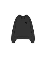 The Womens Crewneck - Washed Black - North County - Left and Center Chest Stacked - Black