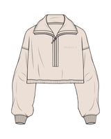 The Suede 1/2 Zip - Latte - Studio S - Left Chest - Embroidered - Tone on Tone
