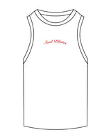 The Ribbed Full Length Tank - White - Soul Pilates and Care - Center Chest - Embroidered - Red