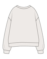 The Womens Crewneck - Bone - Studio47 Pilates - Left Chest - Embroidered - Tone on Tone