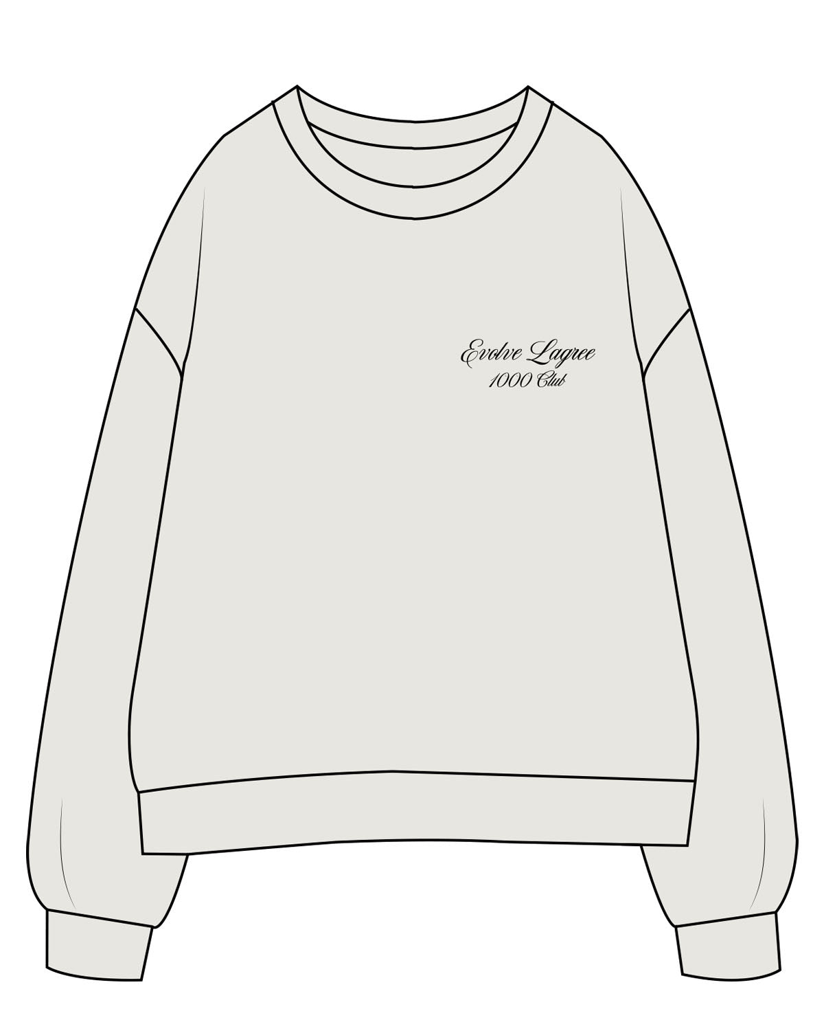 The Womens Crewneck - Washed Bone - Evolve Lagree - Left Chest Stacked - Embroidered - Black