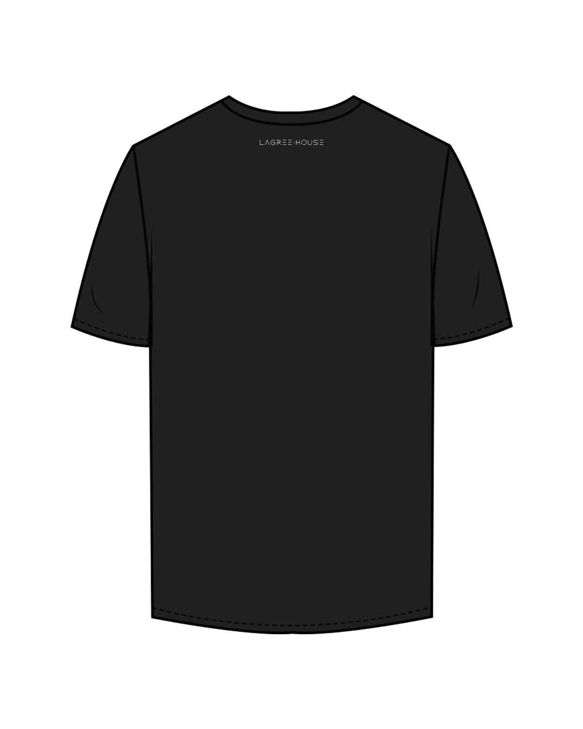 The Womens Tee - Black - Lagree House - Left Chest Stacked & Back Neckline - Staff - White