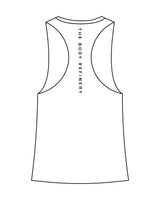 The Womens Racerback Tank - White - The Body Refinery - Left Chest & Back Center Stacked - Full Color
