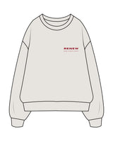The Mens Crewneck - Washed Bone - Renew - Left Chest Stacked & Back Center Stacked - Red