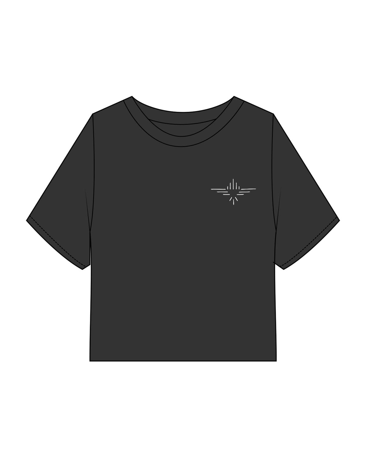 The Heavyweight Crop Tee - Washed Black - FadeFarm - Left Chest & Back Round - Printed - Off White
