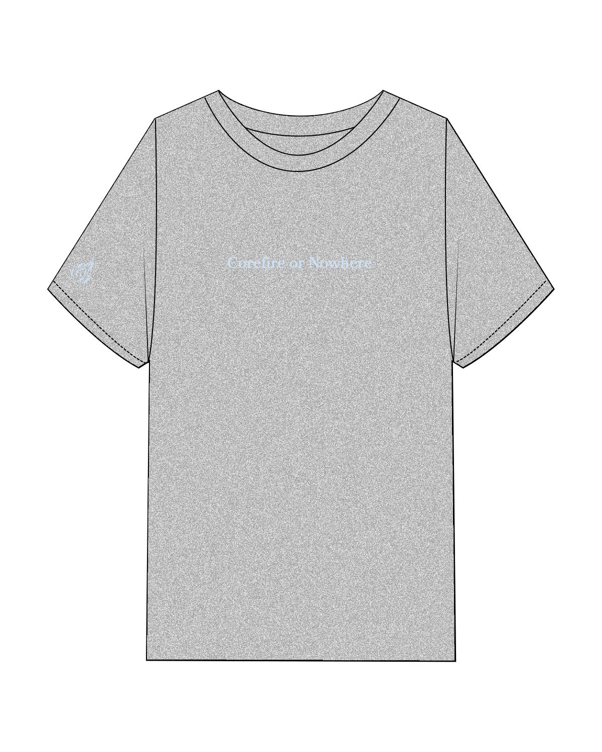 The Mens Heavyweight Tee - Heather - Corefire - Center Chest & Right Arm Sleeve - Light Blue